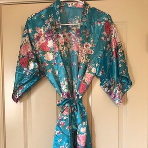 Floral silk kimono robe